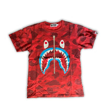 Load image into Gallery viewer, Bape Blue Shark Red Camo Shark Tee