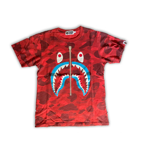 Bape Blue Shark Red Camo Shark Tee