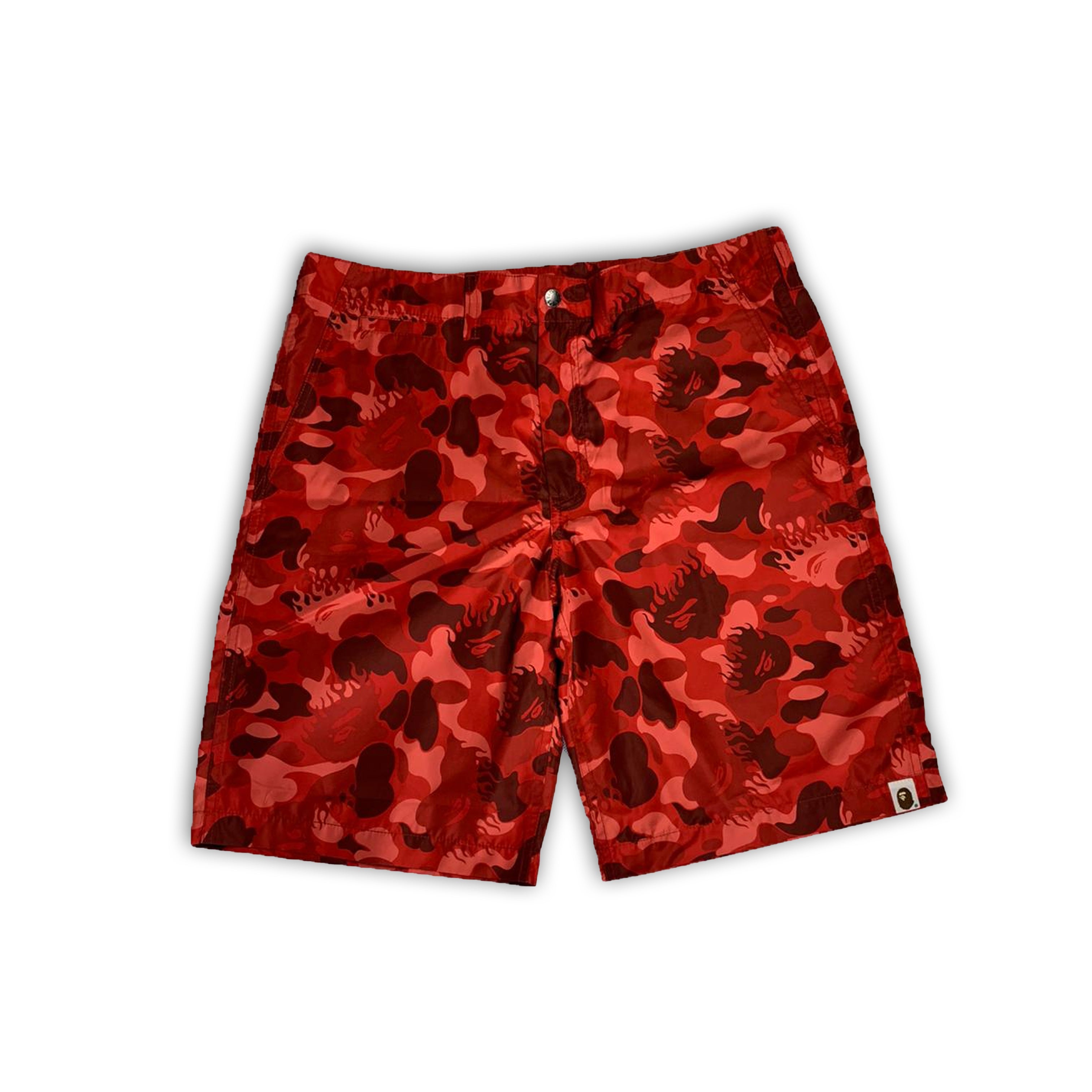 OG Bape Fire Camo Shorts Red