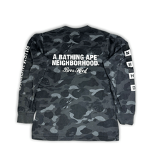 Load image into Gallery viewer, Bape x Neighborhood Black Camo Long Sleeve Tee